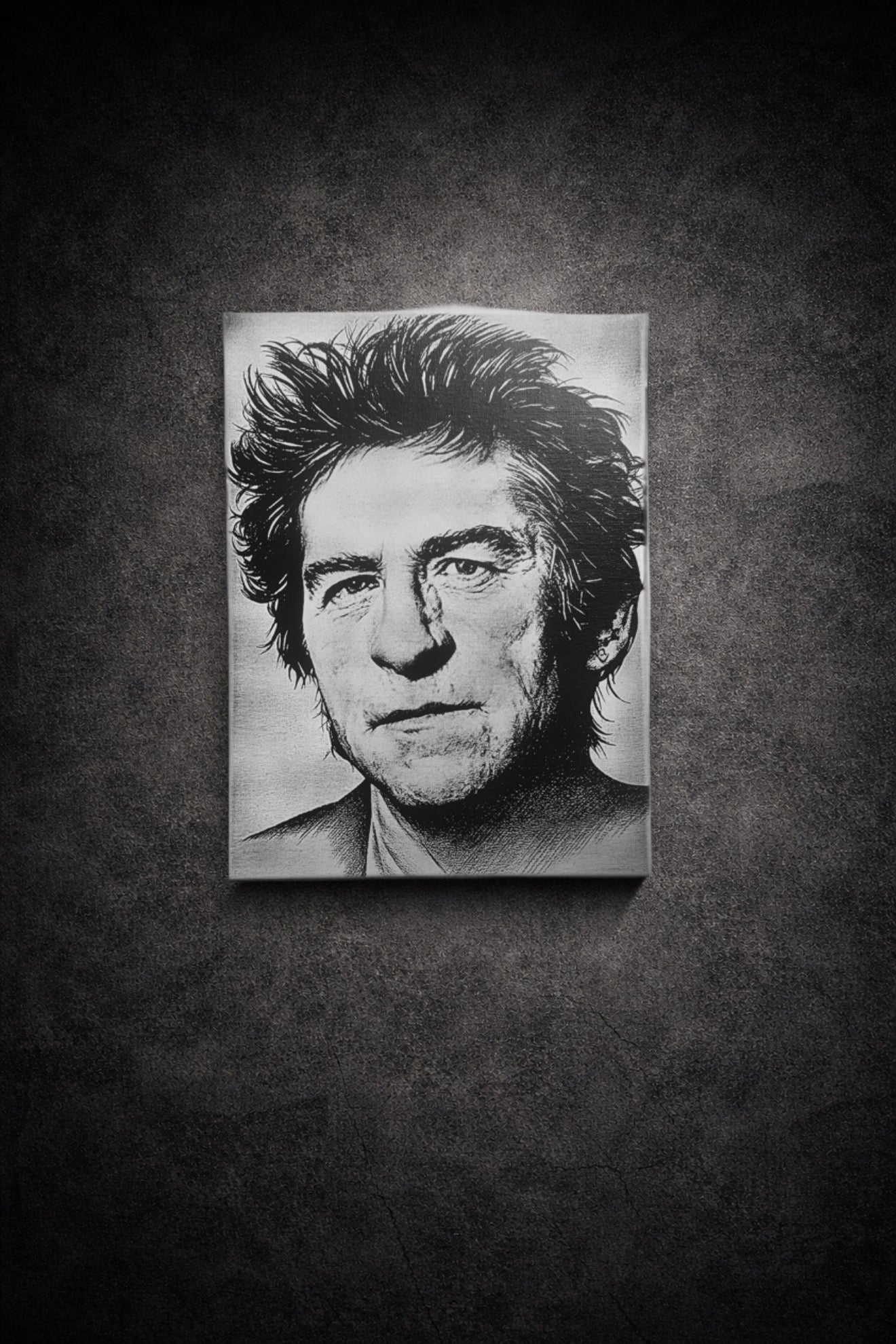 Tableau Hubert-Félix Thiéfaine – Portrait rock français noir et blanc 30x40 cm