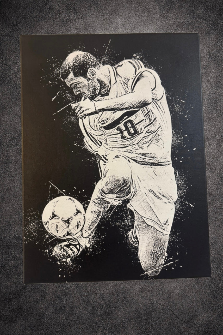 Tableau Légende du Football - Toile Murale Noir et Blanc 30x40 cm