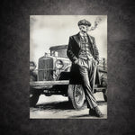 Tableau Vintage Gentleman – Toile décorative rétro 30 × 40 cm | Style gravure noir & blanc