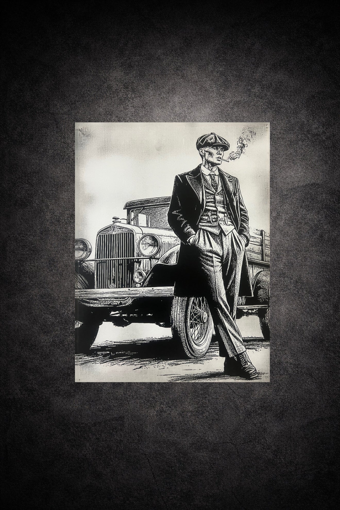 Tableau Vintage Gentleman – Toile décorative rétro 30 × 40 cm | Style gravure noir & blanc