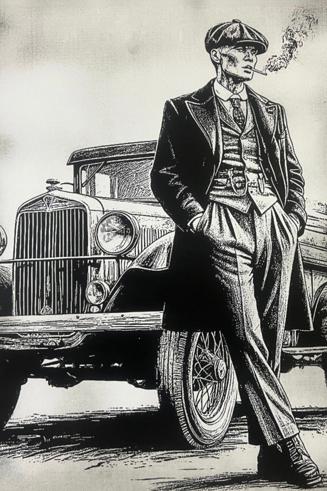 Tableau Vintage Gentleman – Toile décorative rétro 30 × 40 cm | Style gravure noir & blanc