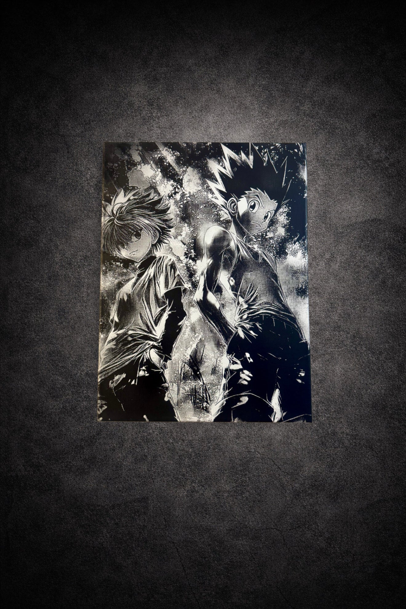 Tableau manga noir et blanc – Duo de héros – Toile murale 30x40 cm