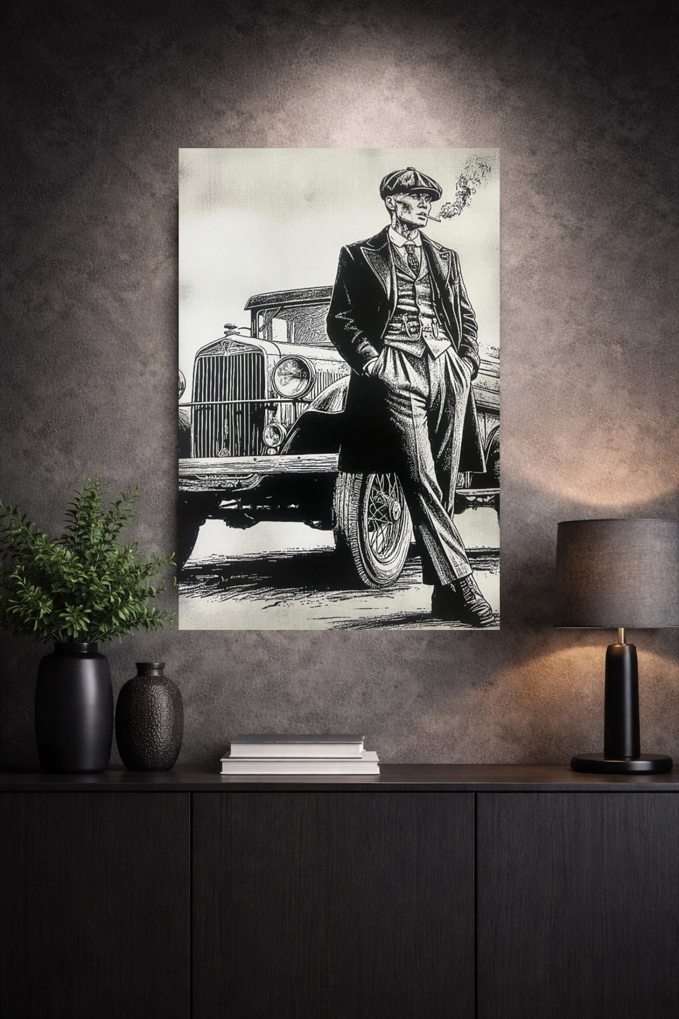 Tableau Vintage Gentleman – Toile décorative rétro 30 × 40 cm | Style gravure noir & blanc