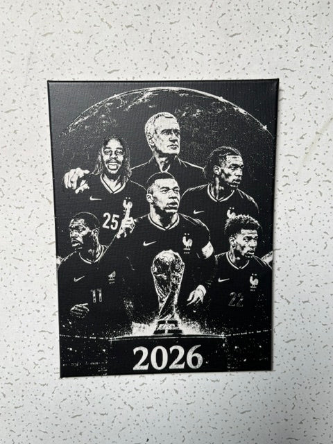 Tableau Football Français 2026 – Toile Décorative Noir & Blanc 30 × 40 cm