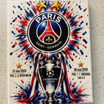 Tableau PSG – Double Champion d’Europe 2025 & 2026 – 24x30 cm