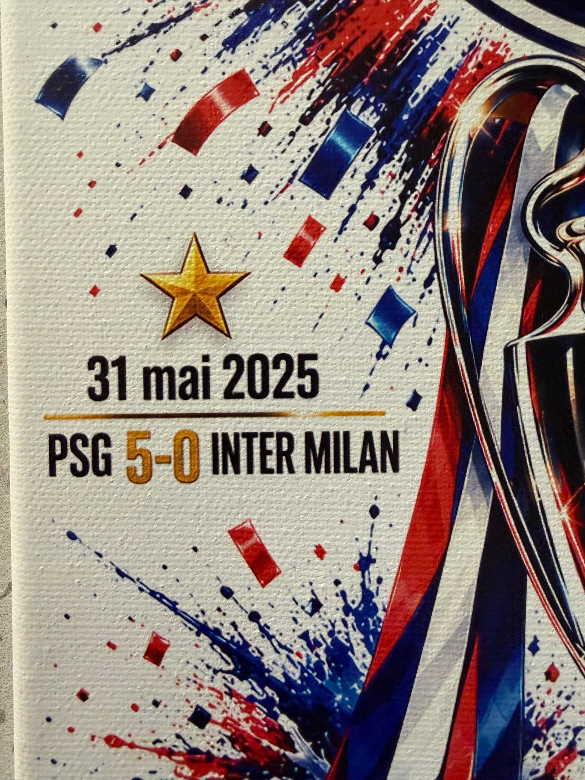 Tableau PSG – Double Champion d’Europe 2025 & 2026 – 24x30 cm