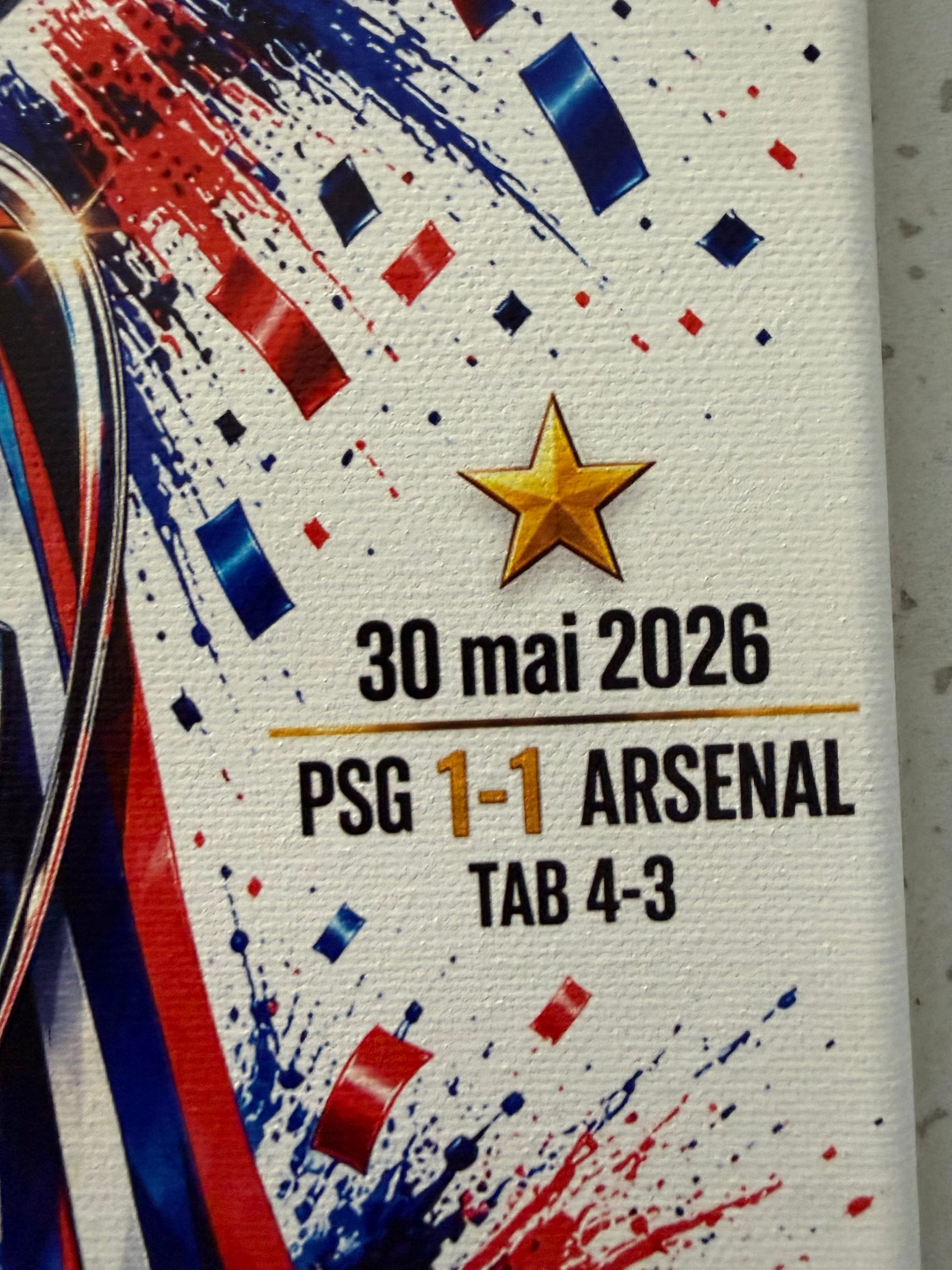 Tableau PSG – Double Champion d’Europe 2025 & 2026 – 24x30 cm
