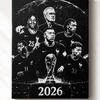 Toile décorative noir et blanc inspirée du football français avec plusieurs joueurs sur fond sportif