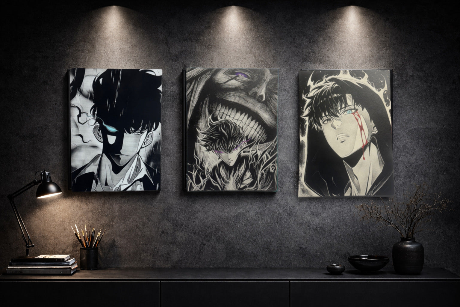 Art mural cinématographique guerrier mystérieux sombre