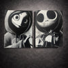 Lot de 2 tableaux Jack et Sally en noir et blanc – duo gothique romantique 30x40 cm