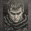 Portrait manga noir et blanc – Guerrier dark fantasy – Tableau intense sur toile 30x40 cm - DesignRomArt