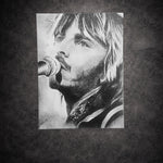 Portrait de Renaud en noir et blanc – tableau chanson française 30x40 cm