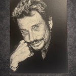 Portrait rock français noir et blanc – Icône de la chanson – Toile murale 30x40 cm - DesignRomArt