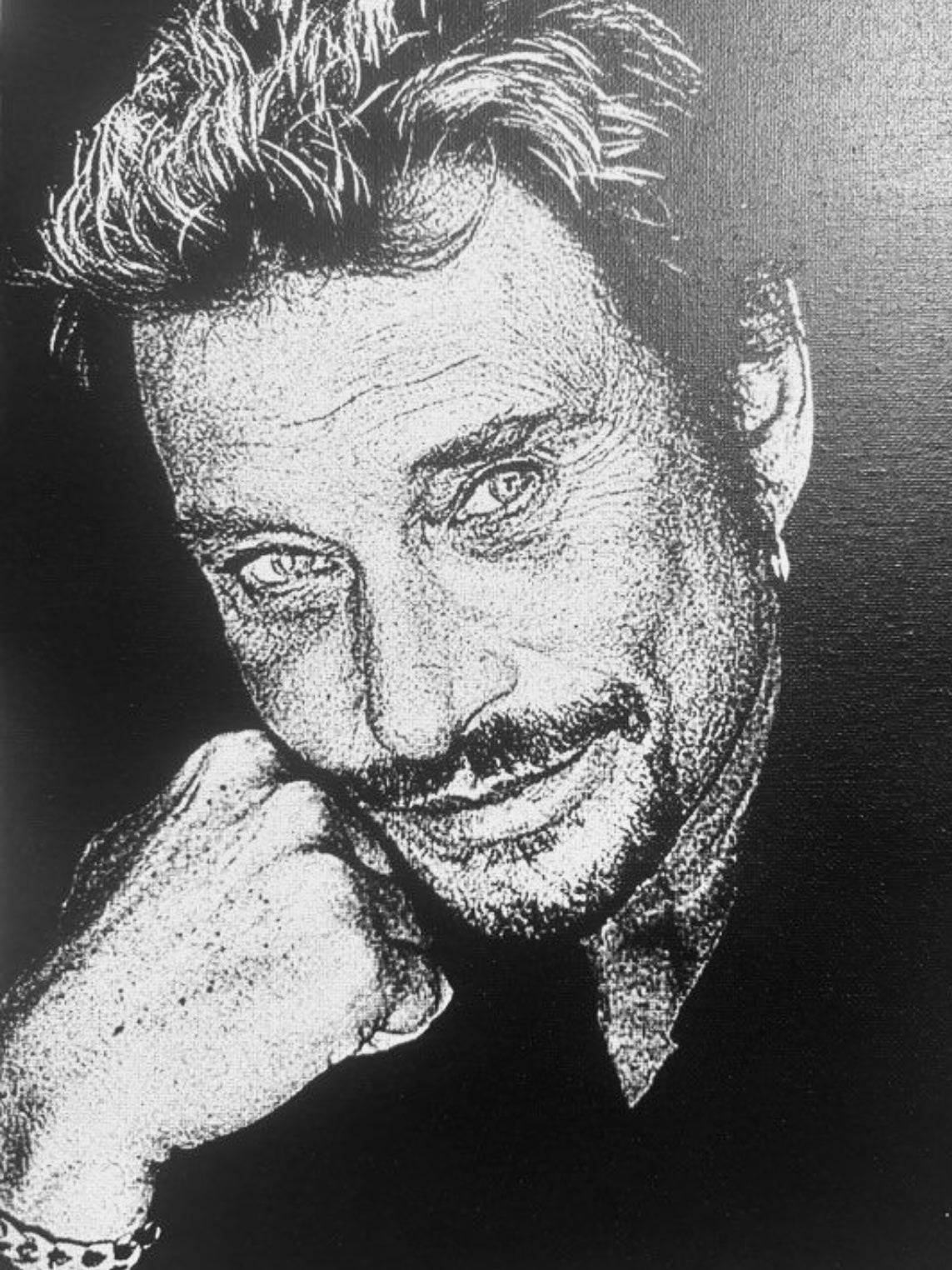 Portrait rock français noir et blanc – Icône de la chanson – Toile murale 30x40 cm - DesignRomArt