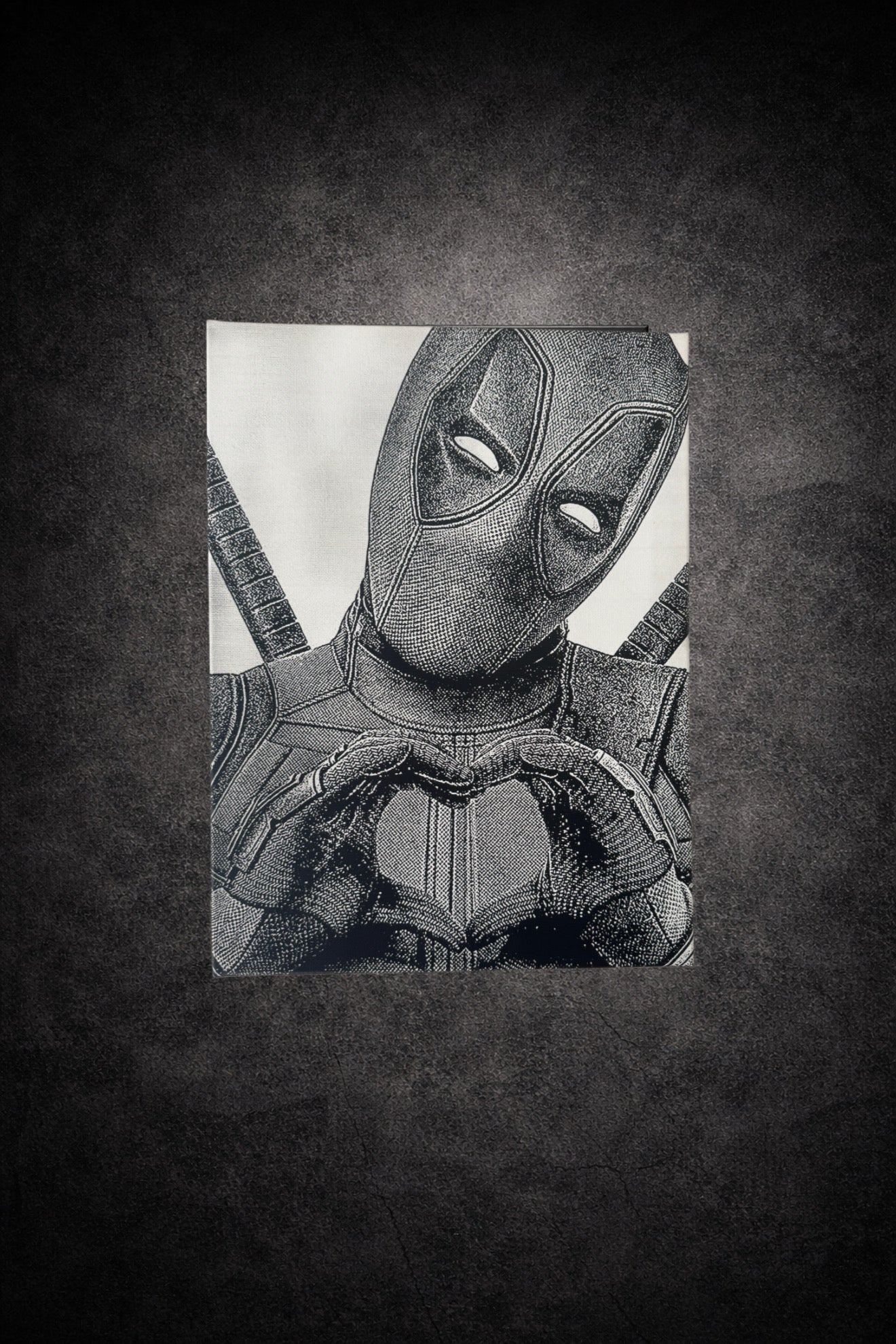 Tableau noir et blanc anti héros masqué mural