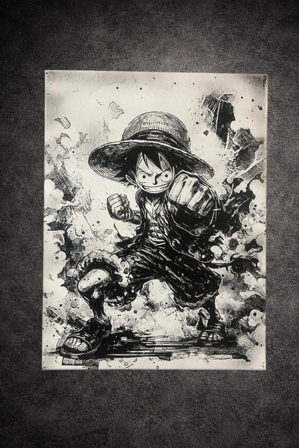Tableau aventurier combattant en attaque explosive style épique décoration murale 30x40 cm - DesignRomArt