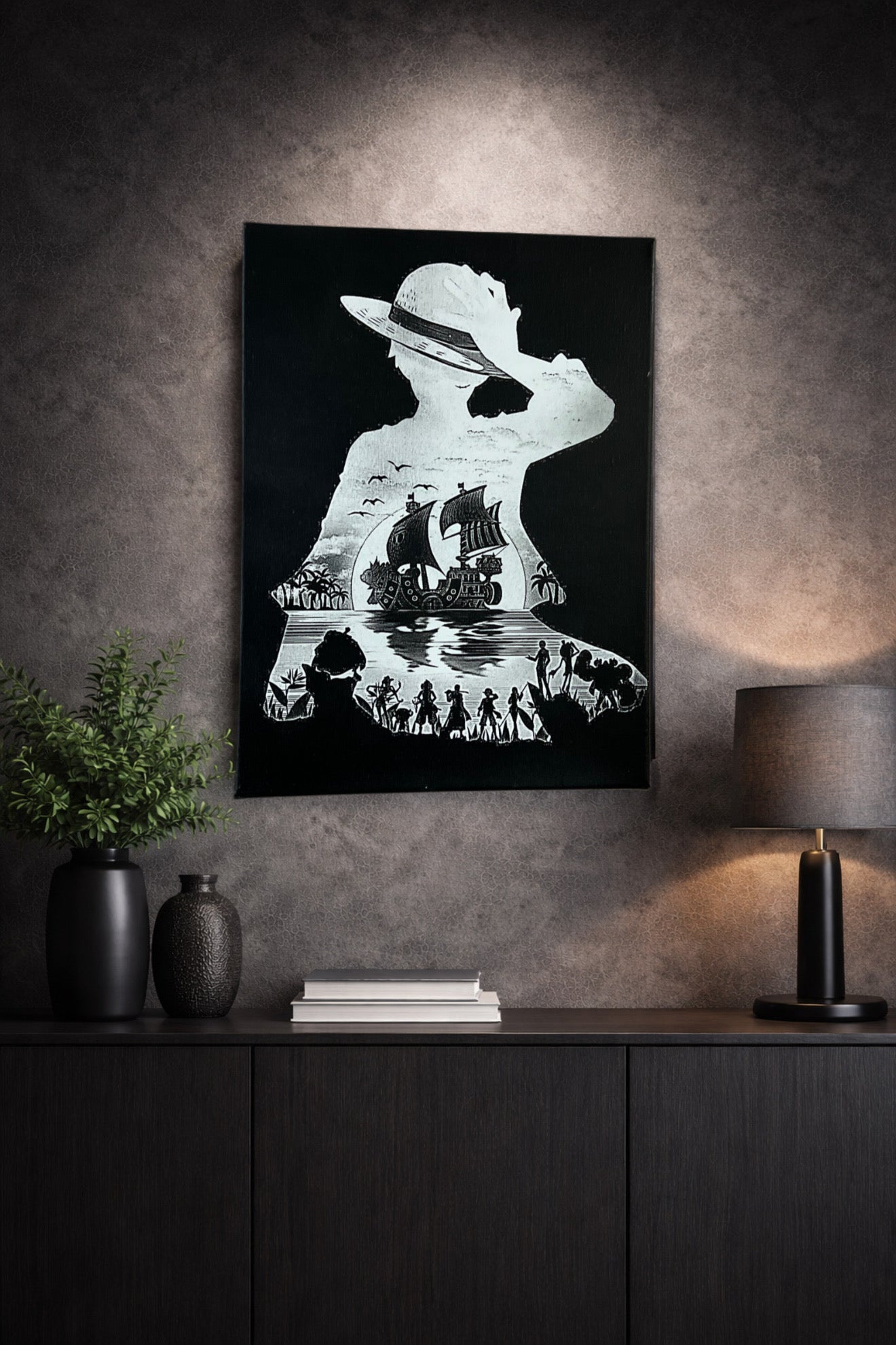 Tableau capitaine aventurier et équipage en mer épique décoration murale 30x40 cm - DesignRomArt