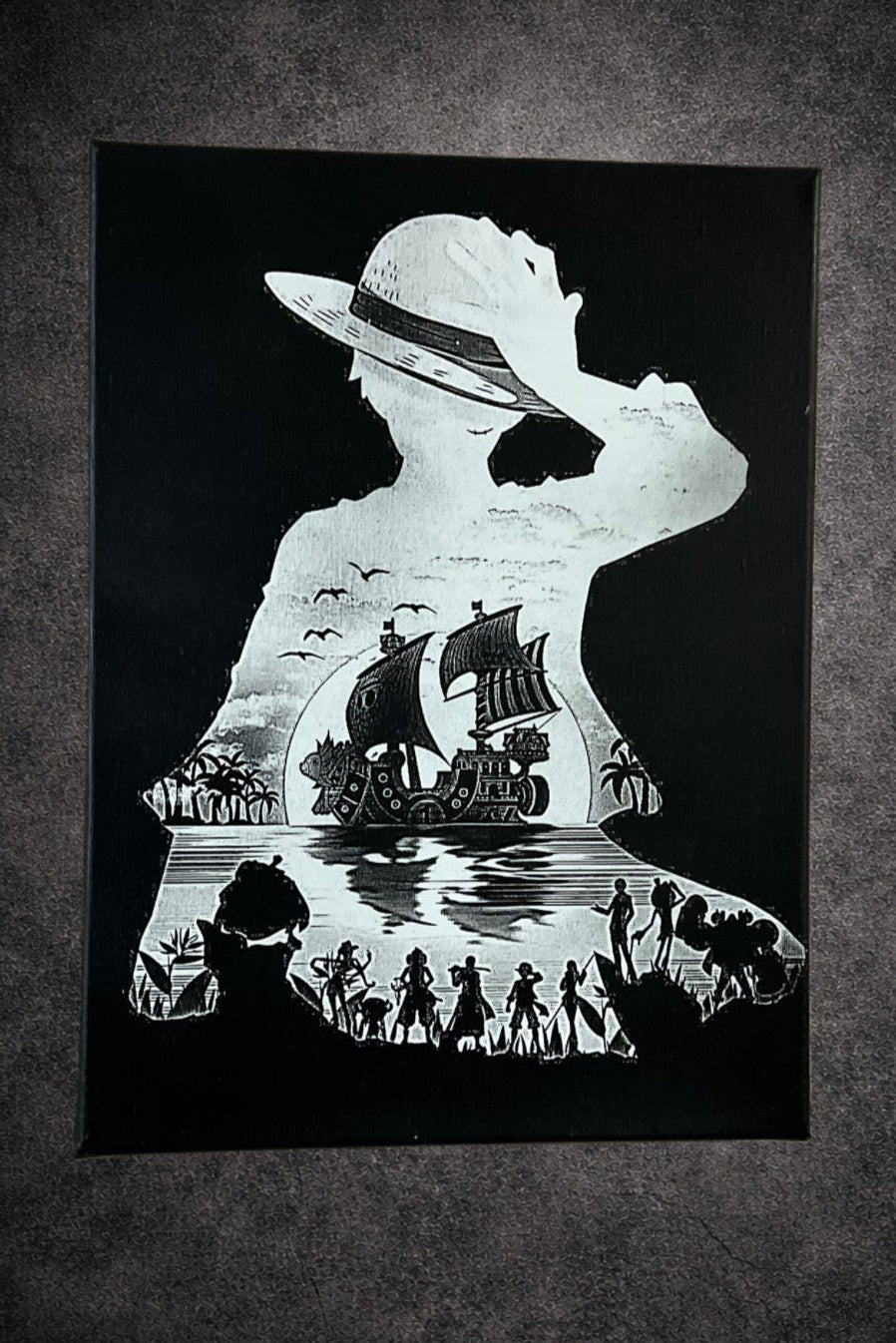 Tableau capitaine aventurier et équipage en mer épique décoration murale 30x40 cm - DesignRomArt