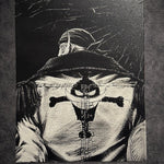 Tableau capitaine pirate dos symbole équipage décoration murale manga noir et blanc 30x40 cm - DesignRomArt