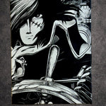 Tableau capitaine pirate spatial rétro science - fiction noir et blanc décoration murale 30x40 cm - DesignRomArt