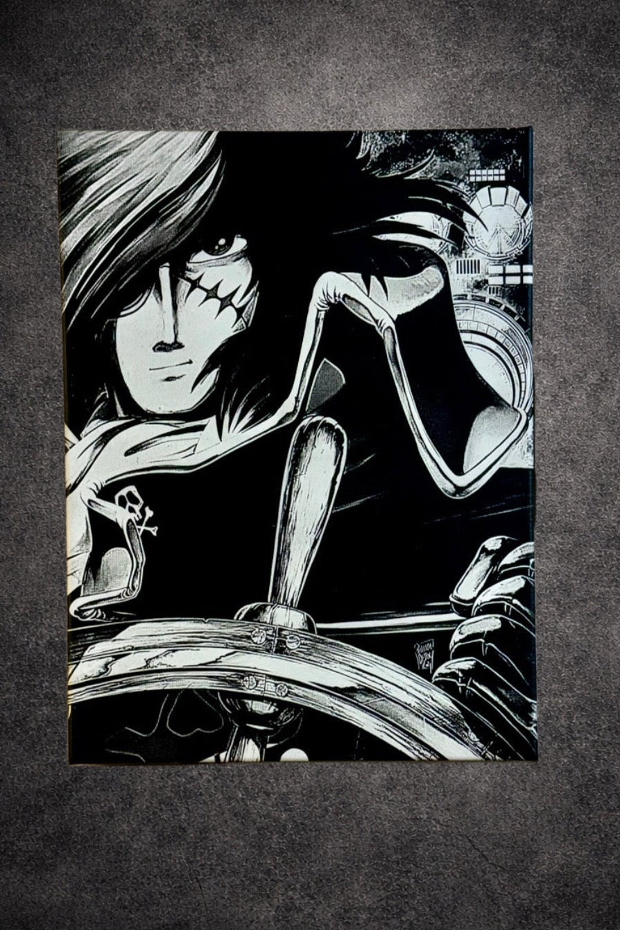 Tableau capitaine pirate spatial rétro science - fiction noir et blanc décoration murale 30x40 cm - DesignRomArt