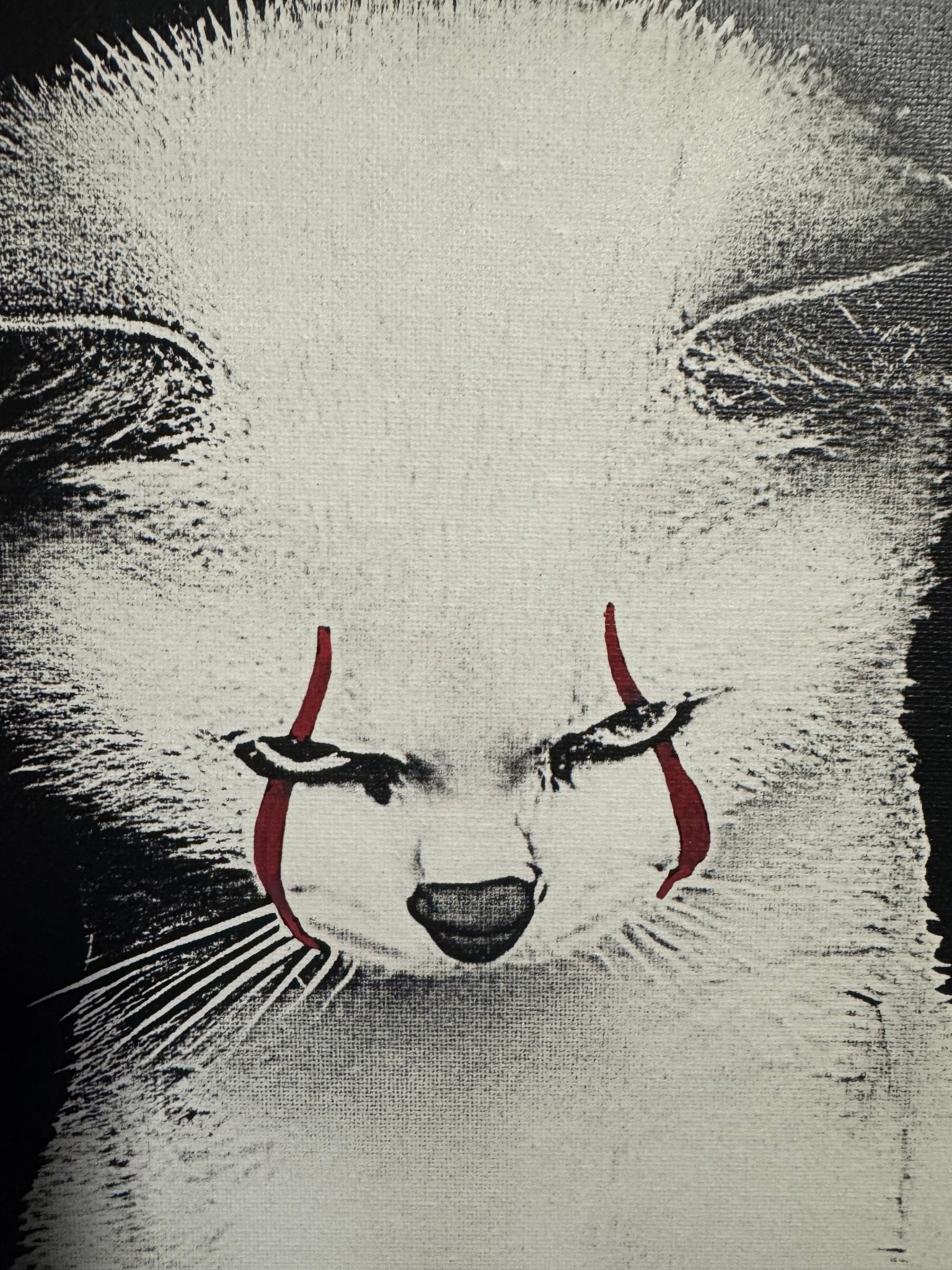 Tableau chat blanc regard dramatique noir et blanc contraste artistique décoration murale 30x40 cm - DesignRomArt