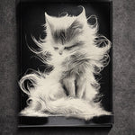 Tableau chat mystique poils flottants art noir et blanc décoration murale 30x40 cm - DesignRomArt