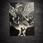 tableau cheval céleste ailé en constellation noir et blanc décoration murale épique