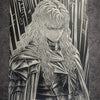 Tableau chevalier aux longs cheveux – Art manga noir et blanc dark fantasy – Toile 30x40 cm - DesignRomArt