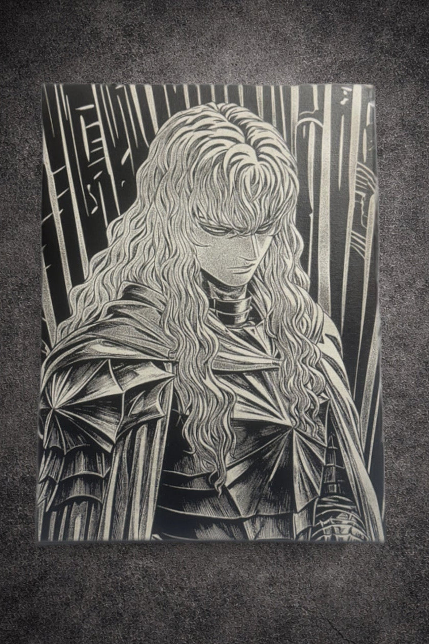 Tableau chevalier aux longs cheveux – Art manga noir et blanc dark fantasy – Toile 30x40 cm - DesignRomArt
