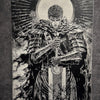 Tableau chevalier solitaire – Art manga noir et blanc épique – Toile 30x40 cm - DesignRomArt