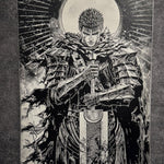 Tableau chevalier solitaire – Art manga noir et blanc épique – Toile 30x40 cm - DesignRomArt