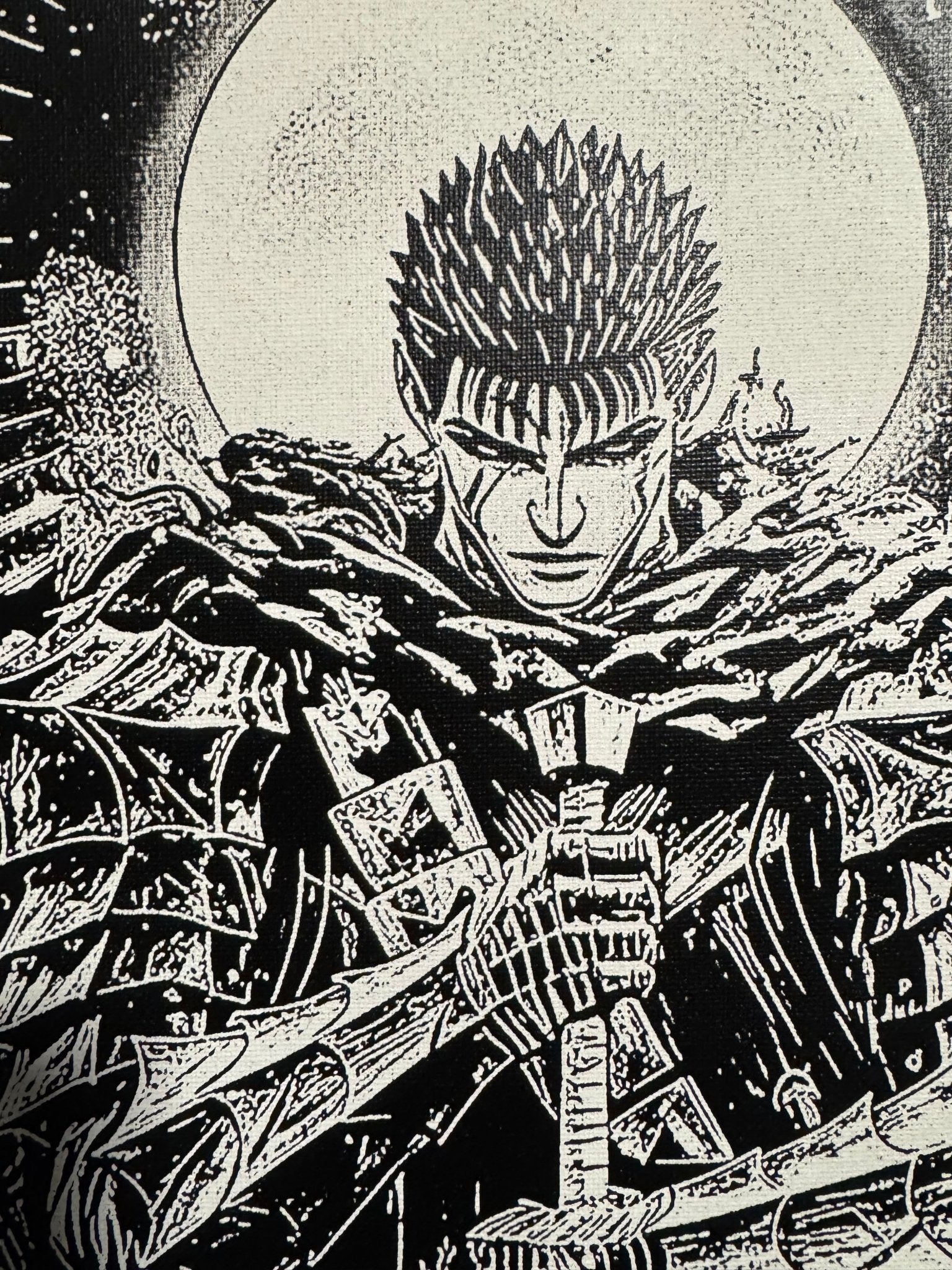 Tableau chevalier solitaire – Art manga noir et blanc épique – Toile 30x40 cm - DesignRomArt