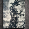 Tableau combattant silencieux sous la lune – Art manga noir et blanc – Toile 30x40 cm - DesignRomArt
