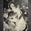 Tableau couple amoureux sous lumière de lune magique – style poétique romantique noir et blanc – décoration murale 30x40 cm - DesignRomArt