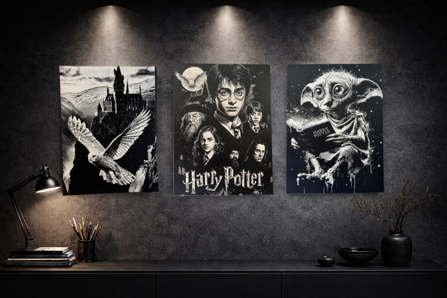 Tableau créature elfique de la magie noir et blanc – Esprit libre et monde de sorcellerie – Décoration murale fantasy - DesignRomArt