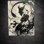 Tableau creature mystique style anime noir blanc decoration murale 30x40 cm - DesignRomArt