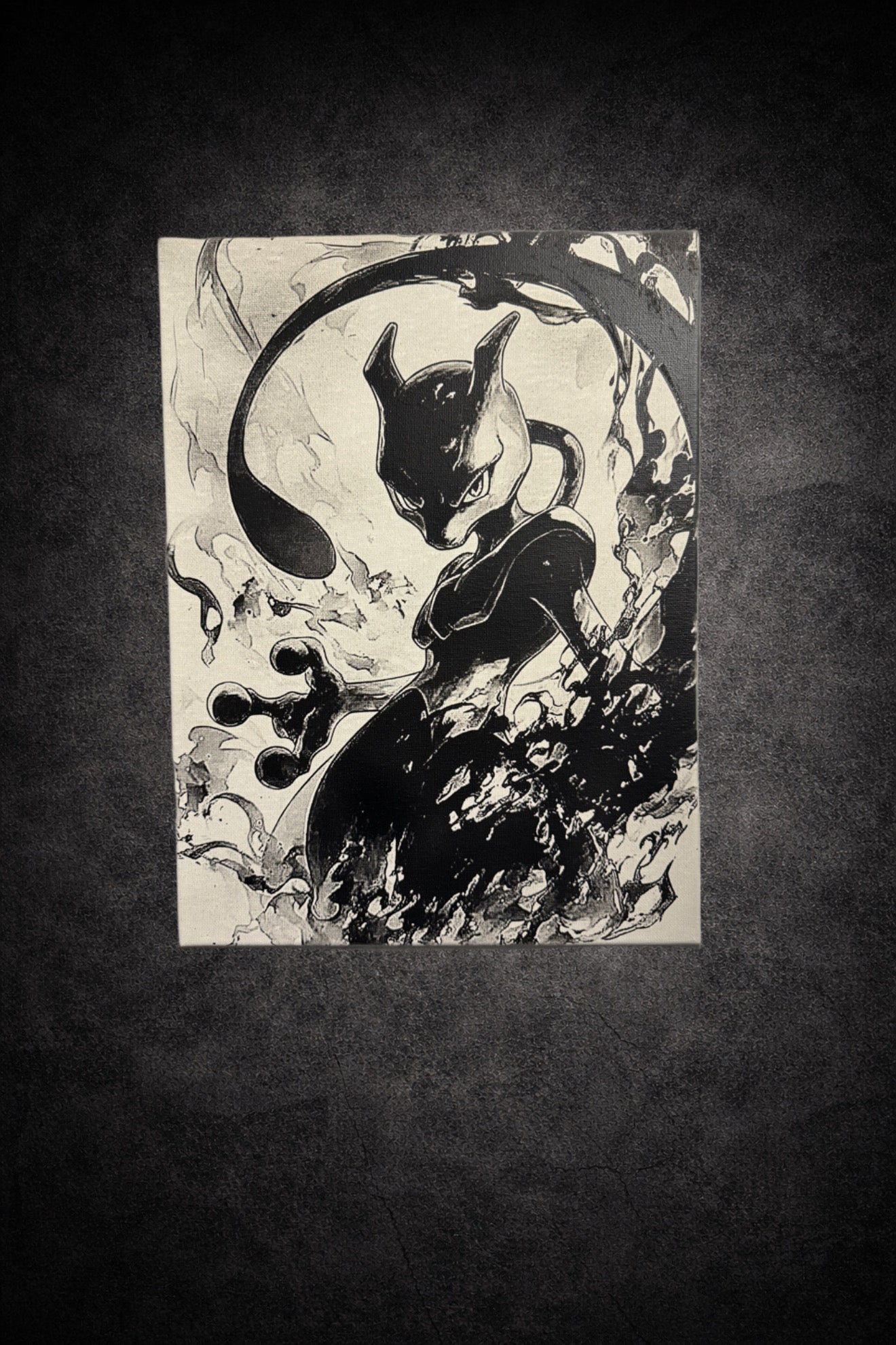 Tableau creature mystique style anime noir blanc decoration murale 30x40 cm - DesignRomArt
