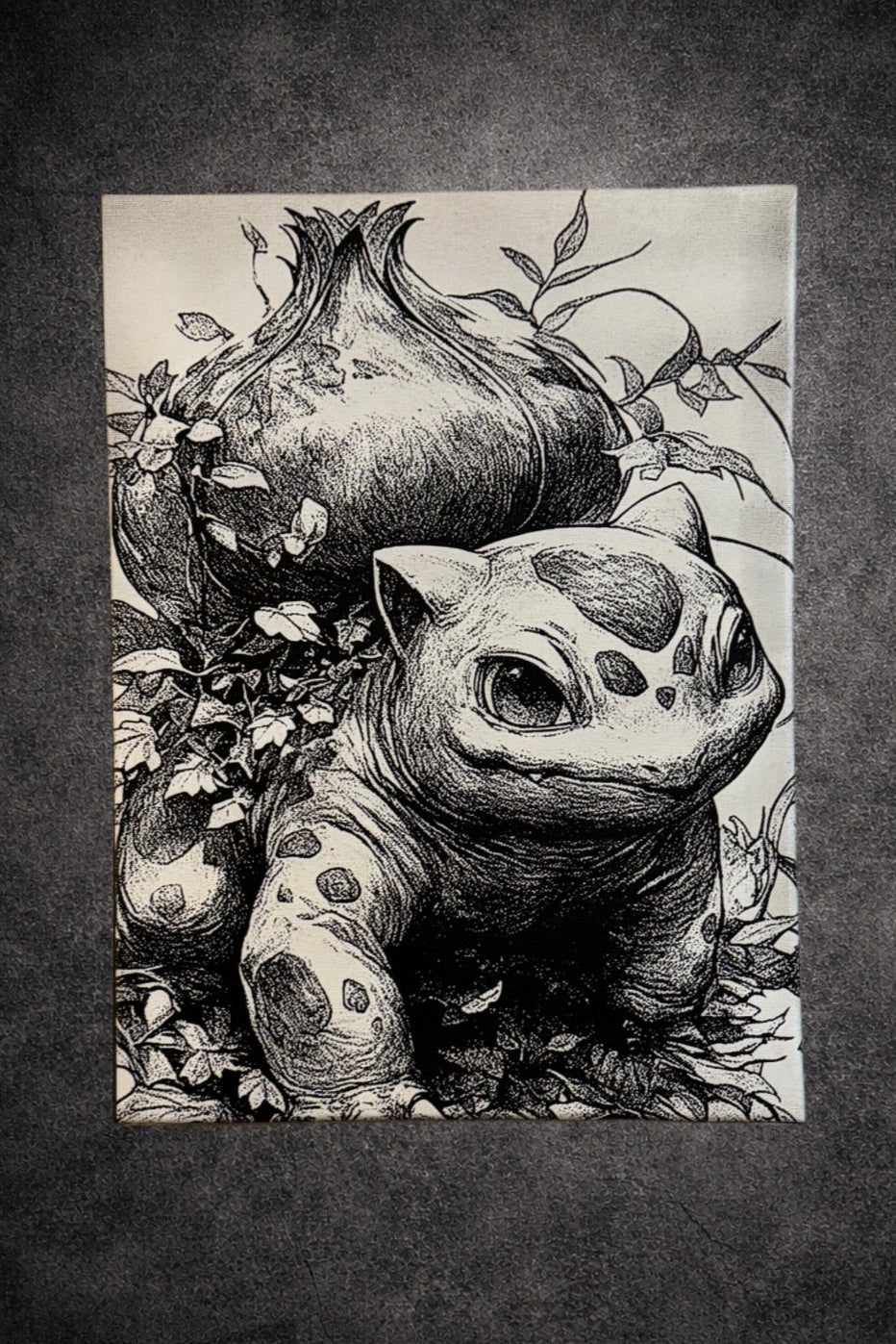 Tableau creature nature style anime noir blanc decoration murale gaming 30x40 cm - DesignRomArt