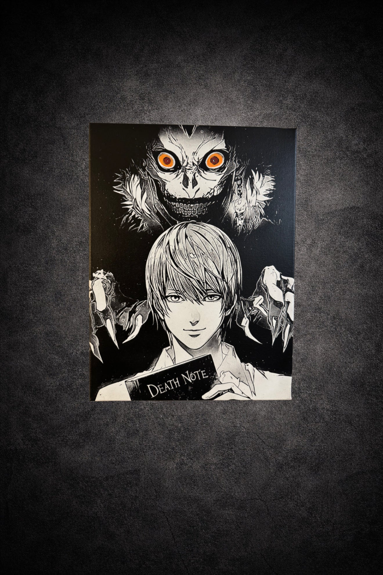 Tableau démon mystique et personnage sombre noir et blanc