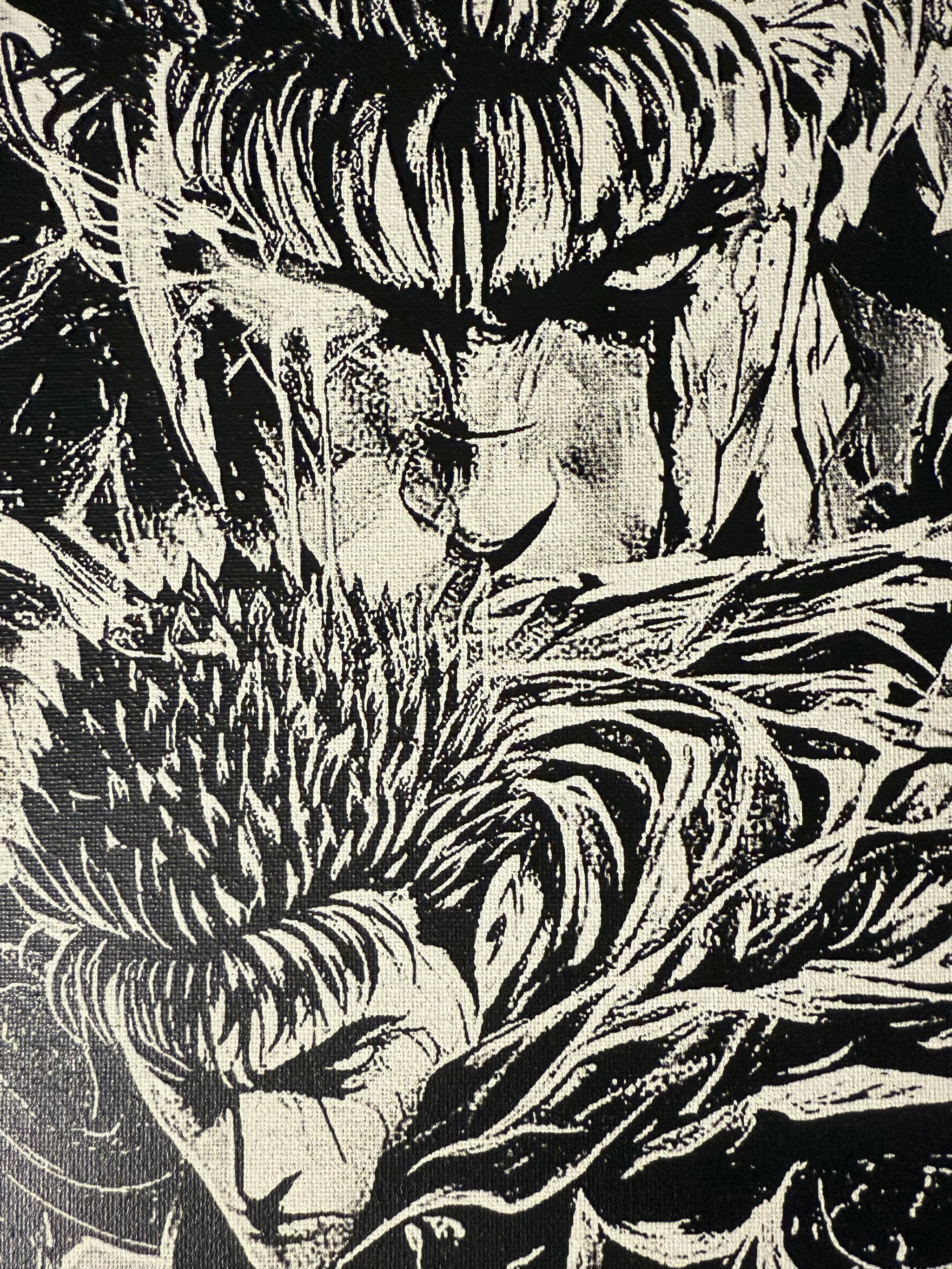 Détails artistiques tableau sombre noir et blanc expression intense