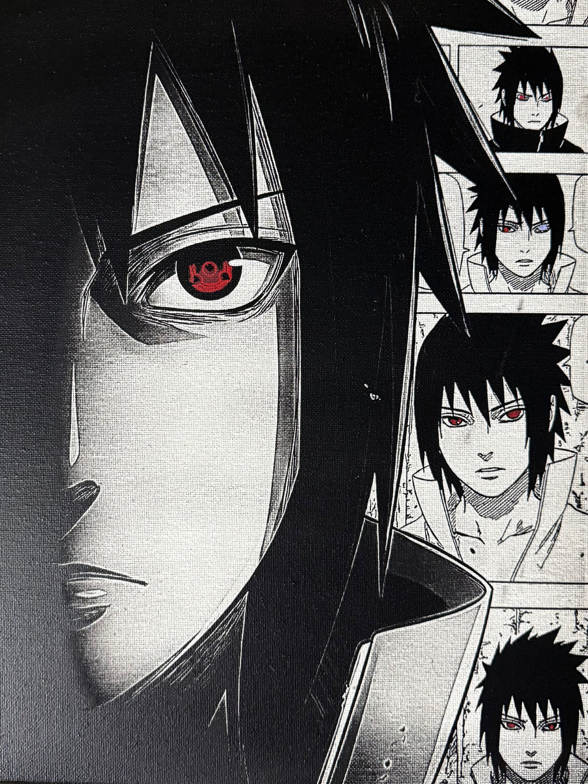 Détails artistiques tableau ninja noir et blanc regards énergétiques