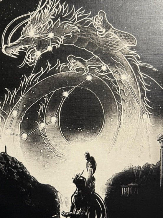 Tableau dragon cosmique en constellation céleste – scène épique fantastique – décoration murale 30x40 cm - DesignRomArt