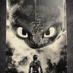 Tableau dragon géant noir et blanc décoration murale épique 30x40 cm - DesignRomArt