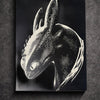 Tableau dragon noir et blanc – regard mystique et puissance sombre – décoration murale 30x40 cm - DesignRomArt