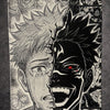 Tableau dualité exorciste et malédiction – Univers Jujutsu – Manga noir et blanc – Décoration murale intense - DesignRomArt