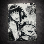 Tableau duo de guerriers souriants en pleine complicité – style épique noir et blanc – décoration murale 30x40 cm - DesignRomArt
