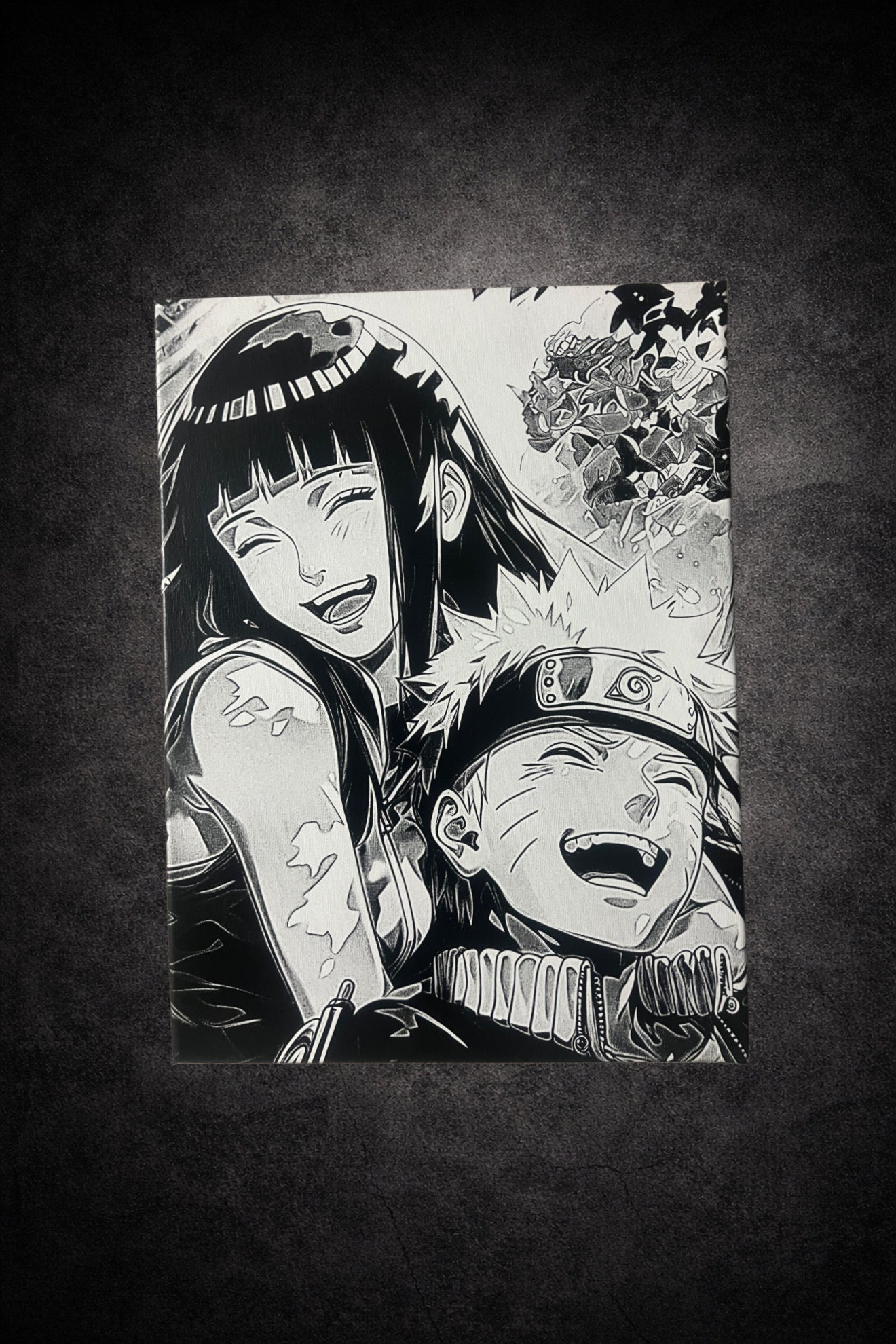 Tableau duo de guerriers souriants en pleine complicité – style épique noir et blanc – décoration murale 30x40 cm - DesignRomArt