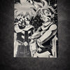 Tableau duo de jeunes héros kai combattants en posture d’action – univers aventure épique noir et blanc – décoration murale 30x40 cm - DesignRomArt