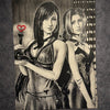 Tableau duo héroïnes style jeu vidéo noir blanc décoration murale 30x40 cm - DesignRomArt